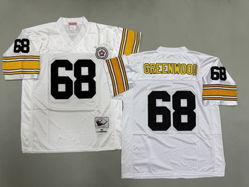 Men 2025 Pittsburgh Steelers 68 Greenwood white Throwback Limited NFL Jersey style 002